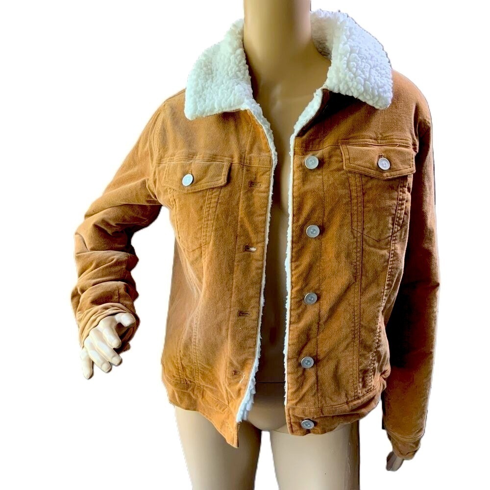 Forever 21 Tan Corduroy Sherpa Lined Trucker‎ Jacket Size Medium